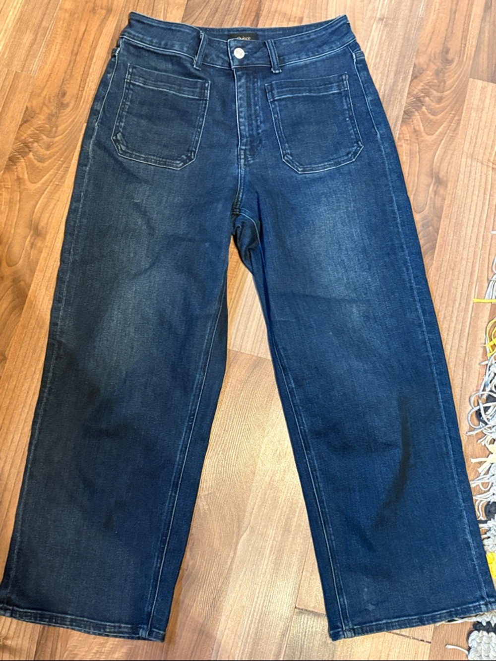 Quince Bella Stretch Patch Pocket Wide Leg Jeans